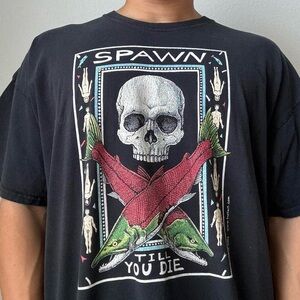 Vintage 2002 Ray Troll Spawn Till You Die Black Graphic T-Shirt